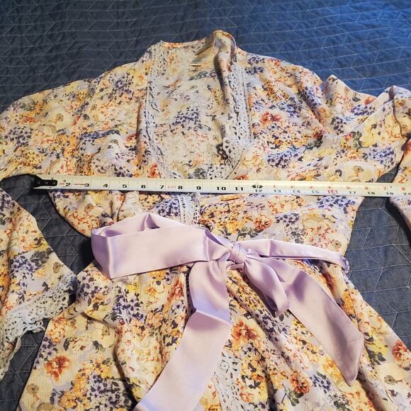 In Bloom By Jonquil Size S/M Romper (S) Robe Set (M) Spring Floral Purple Orange - Picture 11 of 12